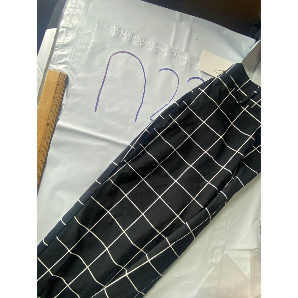 Black White Grid Pattern Pants Women's Size S NEW